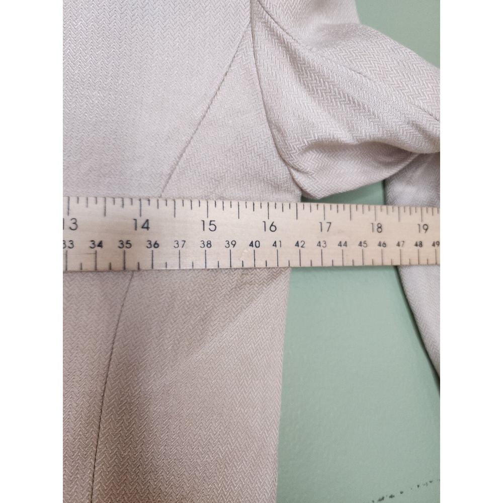 Mango MNG Suit Jacket Blazer 4 Beige Black Linen Blend Herringbone Work Career - Picture 8 of 11